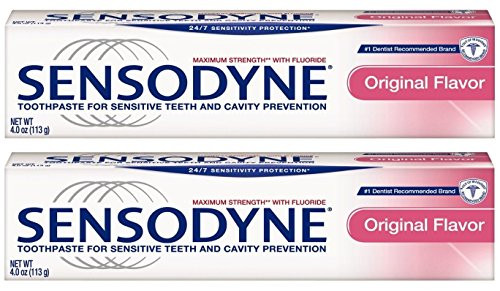 Sensodyne Toothpaste for Sensitive Teeth and Cavity Prevention  Maximum Strength  Original Flavor  4 oz Pack of 2