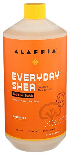 Alaffia EveryDay Shea Bubble Bath Unscented  32 Oz   Soothing Support for Deep Relaxation and Soft Moisturized Skin   Made with Fair Trade Shea Butter   Cruelty-Free   No Parabens   Vegan