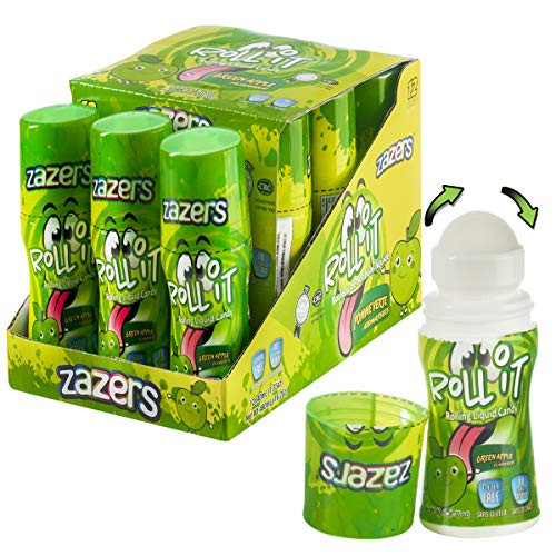 Green Apple Flavored Sour Rolling Liquid Candy - 12 Pack of Roll-It Bottles by Zazers - Gluten-Free and No Coloring Added Kosher  NET WT 16-2 OZ  480mL