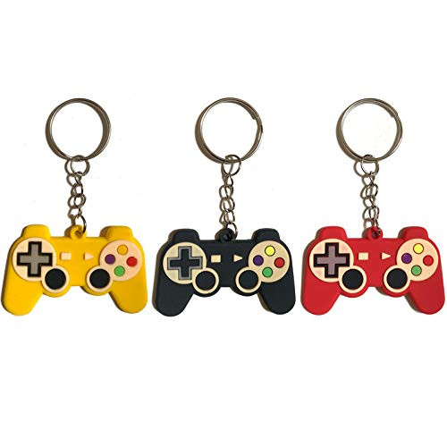 Finduat 24 Pieces Video Game Controller Keychains Game Controller Handle Key Ring Pendant Charms for Video Game Party Favors Birthday Baby Shower Gifts  3 Colors