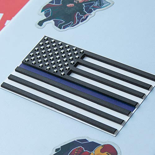 Thin Blue Line Flag Decal  3D Premium Quality Thin Blue Line Stickers Car  2 in Pack Support Police Flag Sticker 3 8 ? 2 Inch Vinyl American Flag Decals Laptop Toolbox  Raised Stars Stripes