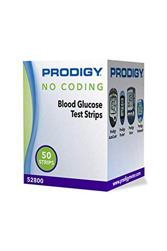Prodigy 52800 No Coding Blood Glucose Test Strips  Box of 50 Strips