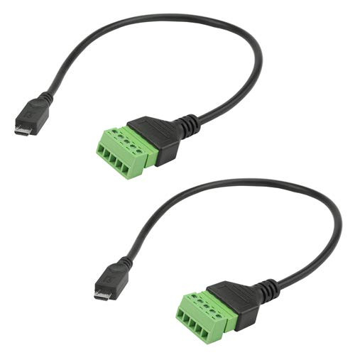 WMYCONGCONG 2 PCS Micro USB Screw Terminal Block Connector Micro USB Male to 5 Pin Female Bolt Screw Shield Terminals Pluggable Type Adapter Connector Cable 30cm