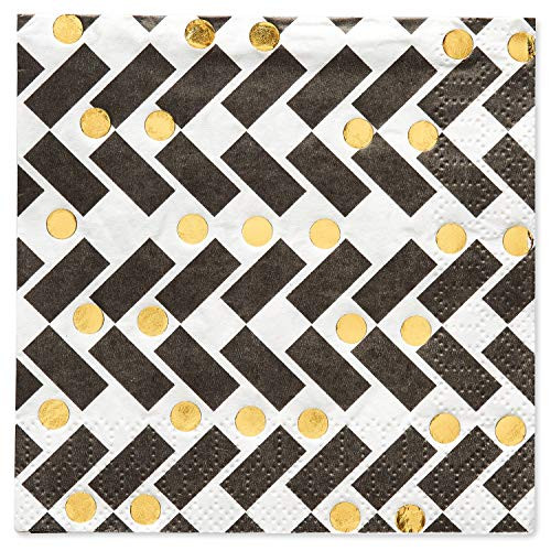 Papyrus Black and Gold Rush Beverage Napkins  40-Count