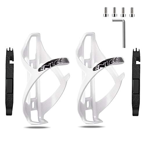 ENLEE Bike Water Bottle Cages Bicycle Water Bottle Holder Lightweight and Strong Bicycle Water Bottle Holder for Outdoor Cycling with Screws Hex Keys - 2 Pack with Tire Lever White ENLEE Bike Water Bottle Cages Bicycle Water Bottle Holder Lightweight and Strong Bicycle Water Bottle Holder for Outdoor Cycling with Screws Hex Keys - 2 Pack with Tire Lever White