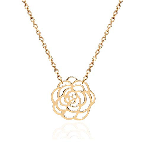 PERNNLA PEARL Curved Bar Pendant Necklace 18K Gold Chain Choker Handmade Adjustable Jewelry for Women Girls Minimalist Balance Necklace for Bridesmaids Gift on Christmas Day Rose Flower PERNNLA PEARL Curved Bar Pendant Necklace 18K Gold Chain Choker Handmade Adjustable Jewelry for Women Girls Minimalist Balance Necklace for Bridesmaids Gift on Christmas Day Rose Flower