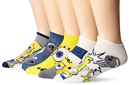 Nickelodeon mens Spongebob Squarepants 5 Pack No Show Casual Sock  White Assorted  13-Oct US