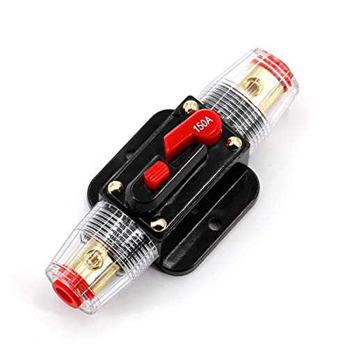 UTSAUTO Circuit Breaker 150Amp Resettable Fuse Circuit Breaker Auto Car Stereo Inline Fuse Holders Inverter  Manual Reset 12V-24V DC for Automotive Marine Boat Audio System Protection