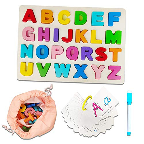 Wooden Alphabet Puzzle Board ABC Puzzle Wooden Letter Blocks for Kids 1-6 Toddler Alphabet Learning Educational Puzzle Toys Set for Boys and Girls with ABC Flash Cards Storage BagSet of 4 Wooden Alphabet Puzzle Board ABC Puzzle Wooden Letter Blocks for Kids 1-6 Toddler Alphabet Learning Educational Puzzle Toys Set for Boys and Girls with ABC Flash Cards Storage BagSet of 4