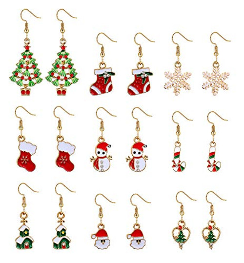 YADOCA 9-18 Pairs Christmas Earrings Holiday Jewelry Set for Women Hypoallergenic Thanksgiving Xmas Gift Cute Drop Dangle Earrings Snowman Elk Christmas Tree Santa Claus YADOCA 9-18 Pairs Christmas Earrings Holiday Jewelry Set for Women Hypoallergenic Thanksgiving Xmas Gift Cute Drop Dangle Earrings Snowman Elk Christmas Tree Santa Claus