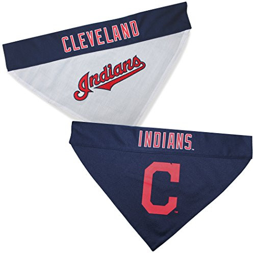 Pets First CLV-3217-L-XL MLB Cleveland Indians Reversible Pet Bandana  Large-X-Large  MLB Team Color Pets First CLV-3217-L-XL MLB Cleveland Indians Reversible Pet Bandana  Large-X-Large  MLB Team Color