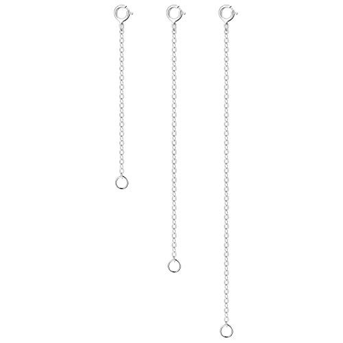 LANCHARMED 3 Pack Sterling Silver Necklace Extenders-Extension for Bracelet Anklet-2 3 4Inch Jewelry Extension-Silver LANCHARMED 3 Pack Sterling Silver Necklace Extenders-Extension for Bracelet Anklet-2 3 4Inch Jewelry Extension-Silver
