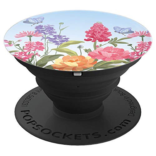 Botanical garden purple blue floral print red yellow flowers PopSockets Grip and Stand for Phones and Tablets Botanical garden purple blue floral print red yellow flowers PopSockets Grip and Stand for Phones and Tablets