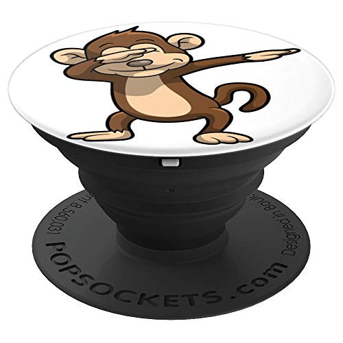 Happy Dabbing Monkey White PopSockets Grip and Stand for Phones and Tablets