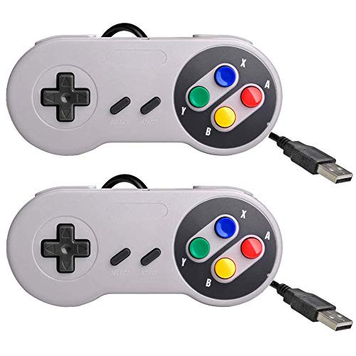2 Pack USB Controller for SNES Retro Gaming  USB Classic Gamepad Joypad Gamestick for Windows PC MAC Linux Raspb-erry Pi 3