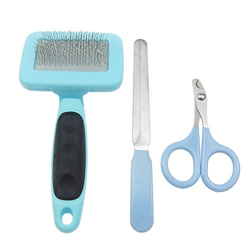 Alfie Pet - Gagan 3-Piece Pet Home Grooming Kit for Rabbit  Chinachilla and Guinea Pig - Color  Blue