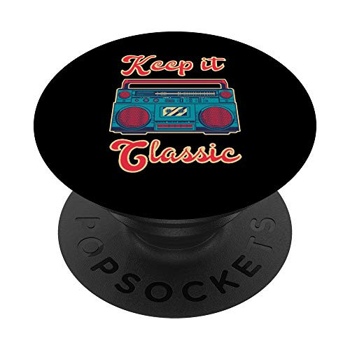 Keep It Classic Retro Boombox Music Blaster 80s Gift Hip Hop PopSockets PopGrip  Swappable Grip for Phones   Tablets