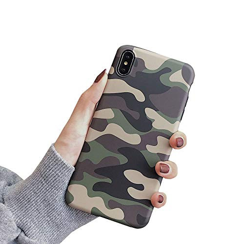 ICI-Rencontrer Super Creative Camouflage Green Pattern Case Compatible with iPhone Xs Max Fashion Woodland Dazzle Camo Case Flexible TPU Skin Shockproff Anti-Scratch Case