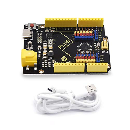 KEYESTUDIO R3 Board for Arduino UNO ATmega328P USB Type-C Micro Controller Development Board with USB Cable  2A Output Current