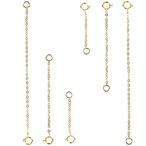 WayJaneDTP Necklace Extenders  6Pcs Sterling Silver Necklace Extender Bracelet Anklet Extension Chains for Jewelry Making  1 2 3 inch  Gold Plated WayJaneDTP Necklace Extenders  6Pcs Sterling Silver Necklace Extender Bracelet Anklet Extension Chains for Jewelry Making  1 2 3 inch  Gold Plated