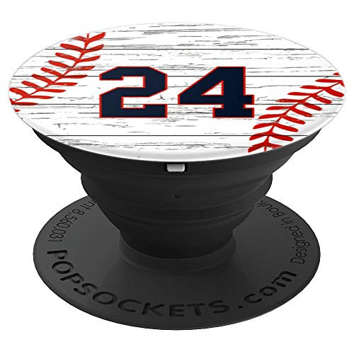 Baseball Number  24 Ball Vintage for Baseball Players Gift PopSockets Grip and Stand for Phones and Tablets