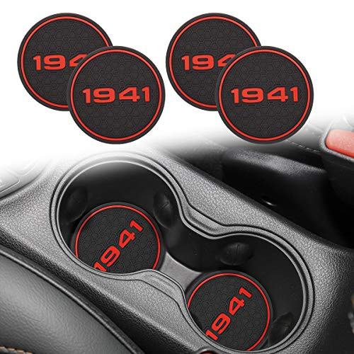 Auovo Car Coasters 4packs Car Cup Holder Coasters Insert for Jeep Accessories Interior Silicone Anti Slip Mats for Most Cars and Trucks 2-75 Inch Red