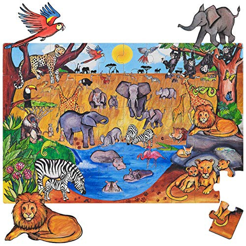Safari Floor Puzzles 50 Pieces Safari Puzzles for Both Table and Floor with Easy to Handle Thick Pieces Making it a Great Gift for Any Occasion