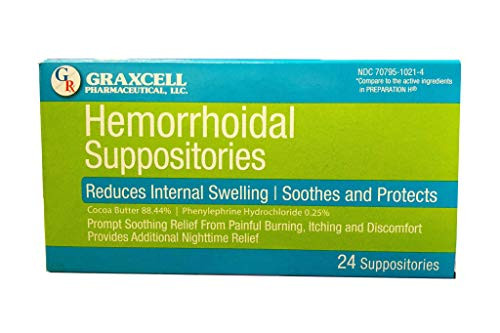 Graxcell Hemorrhoidal Suppositories  Green  24 Ct