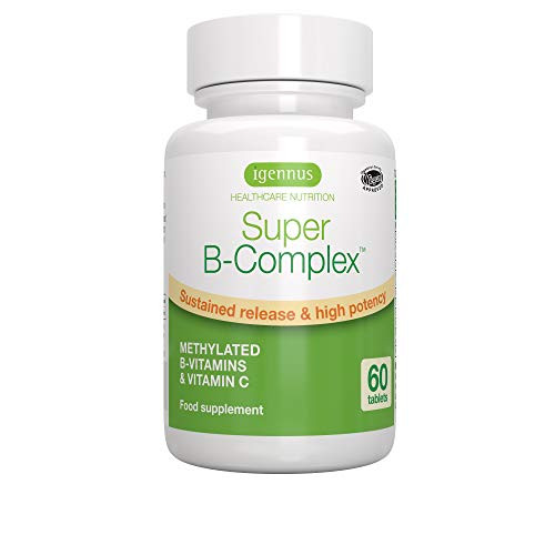 Super B-Complex  Methylated Sustained Release B Complex   Vitamin C  Folate   Methylcobalamin  Vegan  60 Small Tablets