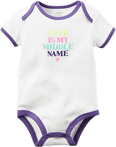 Carters Baby Girls Middle Name Bodysuit 6 Months White