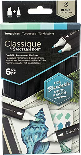 Spectrum Noir Classique Blend Alcohol Marker Dual Nib Pens Set-Turquoises-Pack of 6