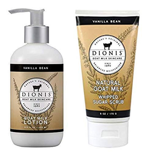 Dionis Goat Milk Lotion 8.5 Oz. & Whipped Goat Milk Sugar Scrub 6 Oz. Set Vanilla Bean
