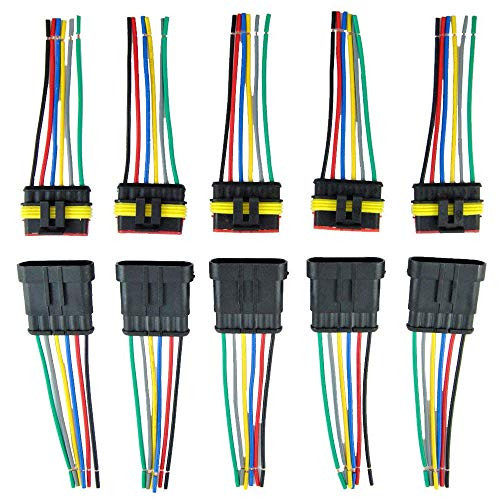 ZYTC 6 Pin Way Car Waterproof Wire Connector Plug Auto Electrical Wire Connectors AWG Terminal Pack of 5