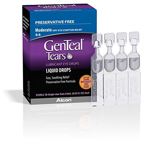 ALCON GenTeal Tears Lubricant Eye Drops  Moderate Liquid Drops  36 Sterile  Single-Use Vials  0-9-mL Each