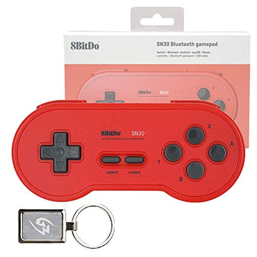 Mcbazel 8Bitdo SN30 GP Red Edition Bluetooth Gamepad Wireless Controller for Windows Android macOS Steam Nintendo Switch 80BL with Gam3Gear Keychain