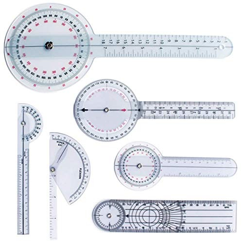 6 pcs Ruler Goniometer Set Medical Ruler Architectural Design Ruler  Including 3pcs 6 8 12 inches 360 Degree Goniometer  8 inches Spinal Goniometer  6 inches180 Degree Goniometer Finger Goniometer