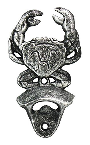 Hampton Nautical Antique Silver Cast Iron Wall Mounted Crab Bottle Opener  6