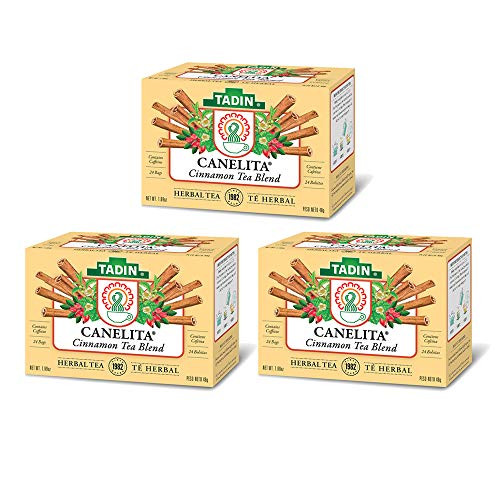Tadin Herbal Tea Canelita - Cinnamon Tea Blend- Calming Soothing Caffeine Free- 24 Bags- 1-52 Oz- Pack of 3 Tadin Herbal Tea Canelita - Cinnamon Tea Blend- Calming Soothing Caffeine Free- 24 Bags- 1-52 Oz- Pack of 3