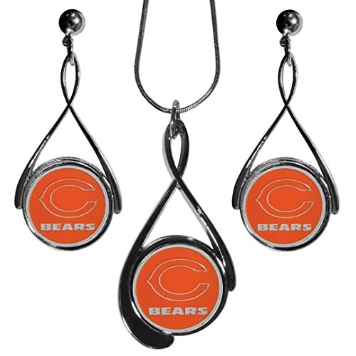 NFL Chicago Bears Tear Drop Necklace And Earrings Set