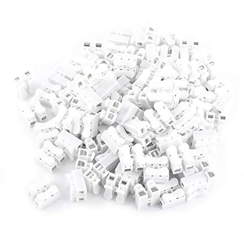 100pcs 10A 220V 2 Pin Push Quick Connector Spring Clamp Terminal Block Wire Cable Connector White Wiring Terminal