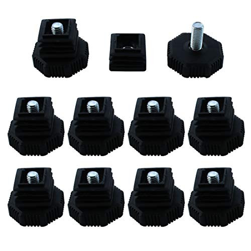 uxcell Leveling Feet 25 x 25mm Square Tube Inserts Kit Furniture Glide Adjustable Leveler for Table Sofa Chair Leg 10 Sets