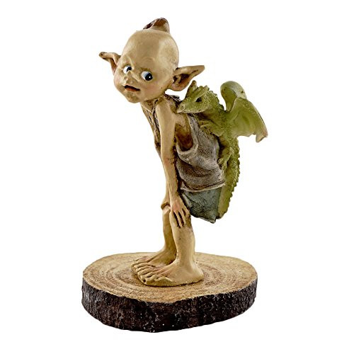 Top Collection Miniature Fairy Garden and Terrarium Statue  Garden Pixie Elf with Baby Dragon