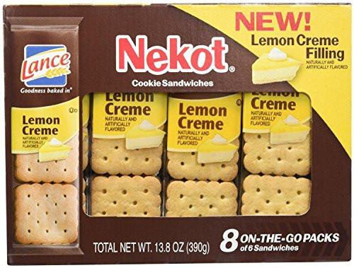Lance Nekot Cookie Sandwiches Lemon Creme Filling 8 Count Pack of 3