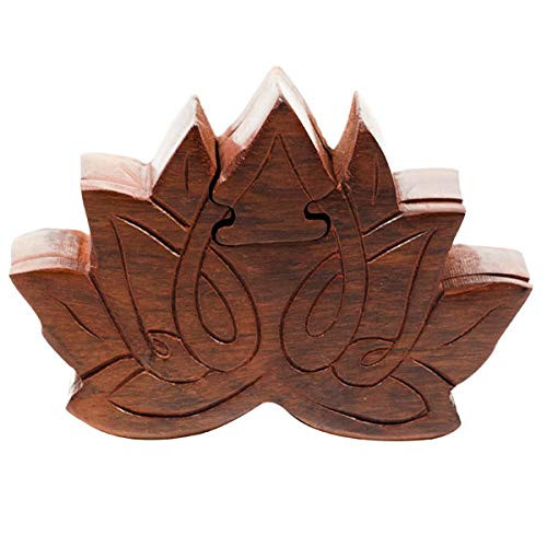 Handmade Wooden Lotus Puzzle Box/Jewelry Box/Stash Box/Brain Teaser with Secret Compartment