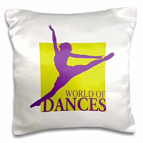 3D Rose World of Dances with Grand Jete Ballerina in Purple and Green Pillow Case  16  x 16 3D Rose World of Dances with Grand Jete Ballerina in Purple and Green Pillow Case  16  x 16