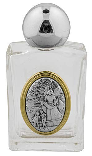 Venerare Glass Holy Water Bottle with Gold Accent Guardian Angel