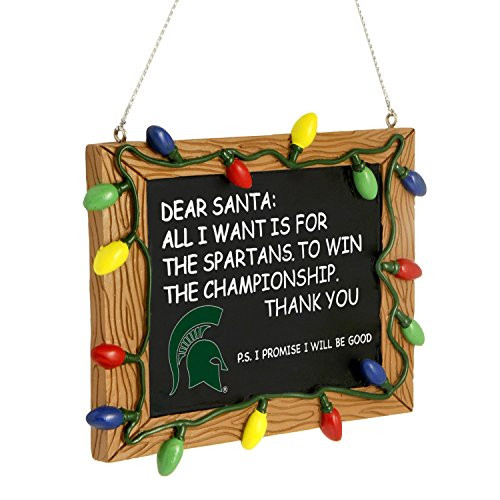 FOCO NCAA Michigan State Spartans College Team Logo Holiday Christmas Resin Chalkboard Ornament Team Color One Size FOCO NCAA Michigan State Spartans College Team Logo Holiday Christmas Resin Chalkboard Ornament Team Color One Size