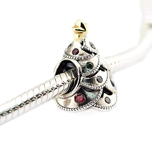 FASHICON European Christmas Gift Festive Tree 925 Sterling Silver Charm Beads for Jewelry Making Fits for Original Bracelet Jewelry