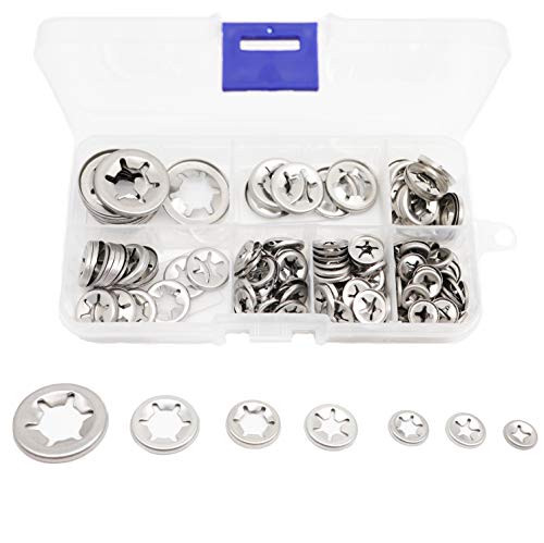 binifimux 165pcs 304 Stainless Steel Starlock Internal Tooth Washers Assortment Kit  M3- M4- M5- M6- M8- M10- M12