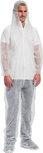 West Chester U1600 XL HVY.WGT. Sbp Coverall Hood and Boot, White, XL